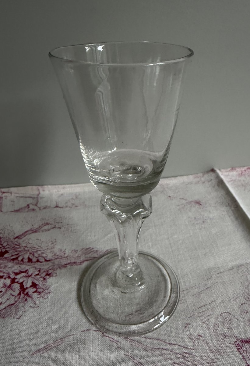 Blown Tasting Glass With Truncated Cone Bowl And Silesian Leg - 18th Century-photo-2