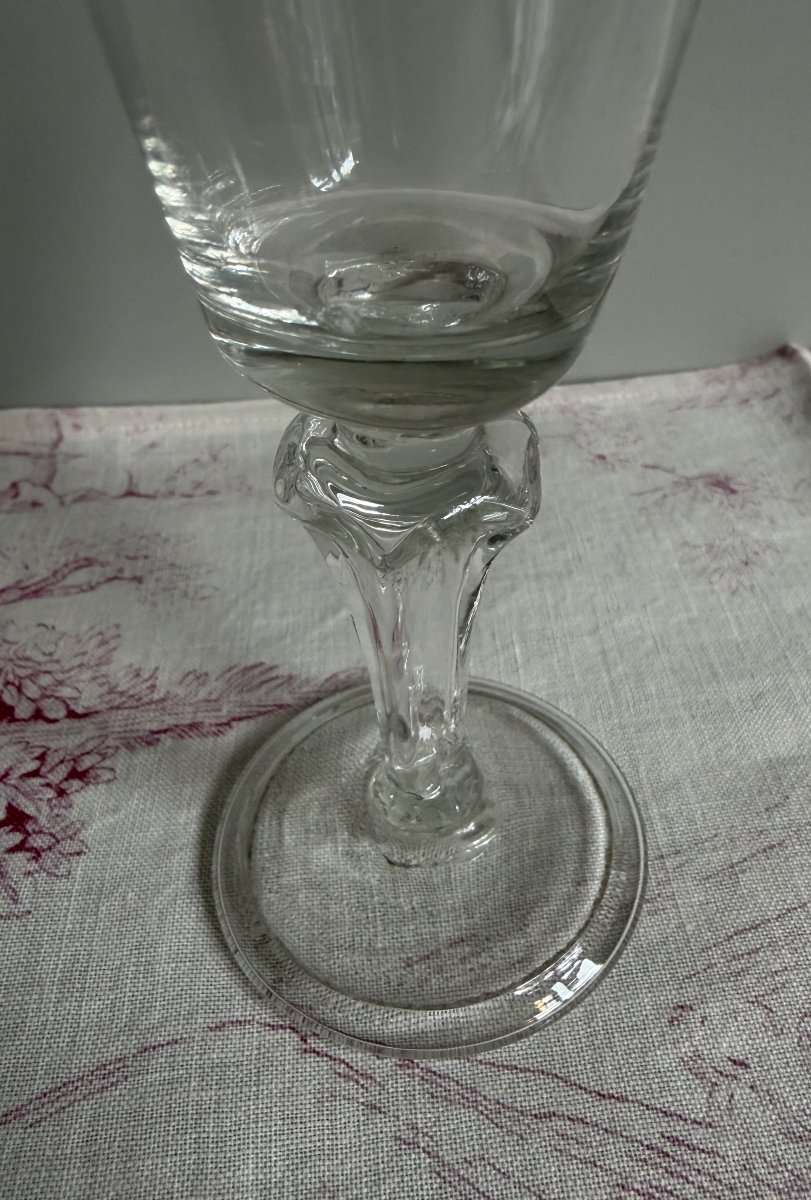 Blown Tasting Glass With Truncated Cone Bowl And Silesian Leg - 18th Century-photo-3