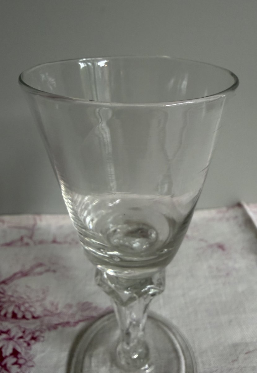 Blown Tasting Glass With Truncated Cone Bowl And Silesian Leg - 18th Century-photo-4