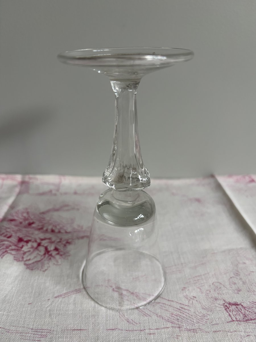 Blown Tasting Glass With Truncated Cone Bowl And Silesian Leg - 18th Century-photo-1
