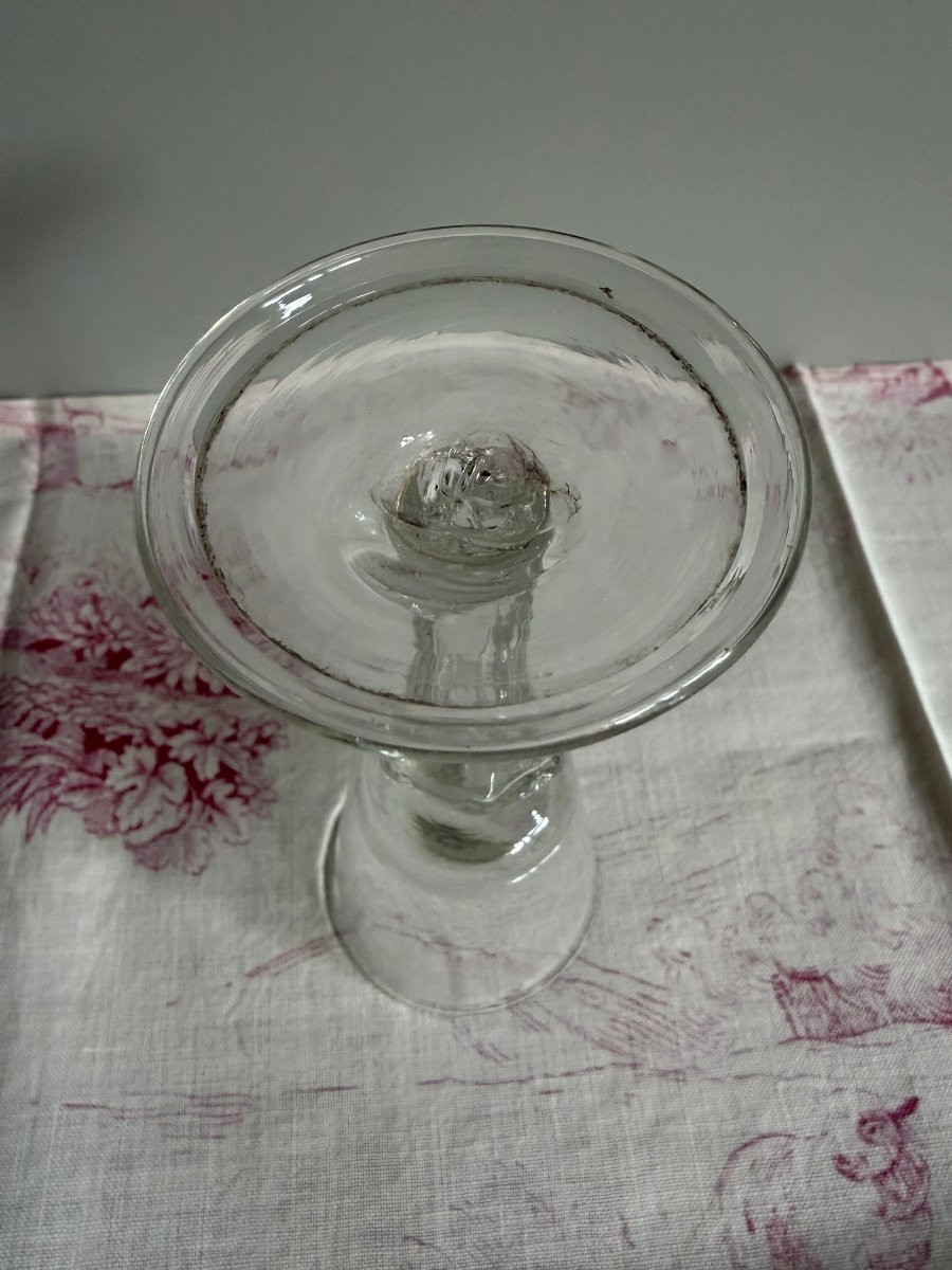 Blown Tasting Glass With Truncated Cone Bowl And Silesian Leg - 18th Century-photo-2