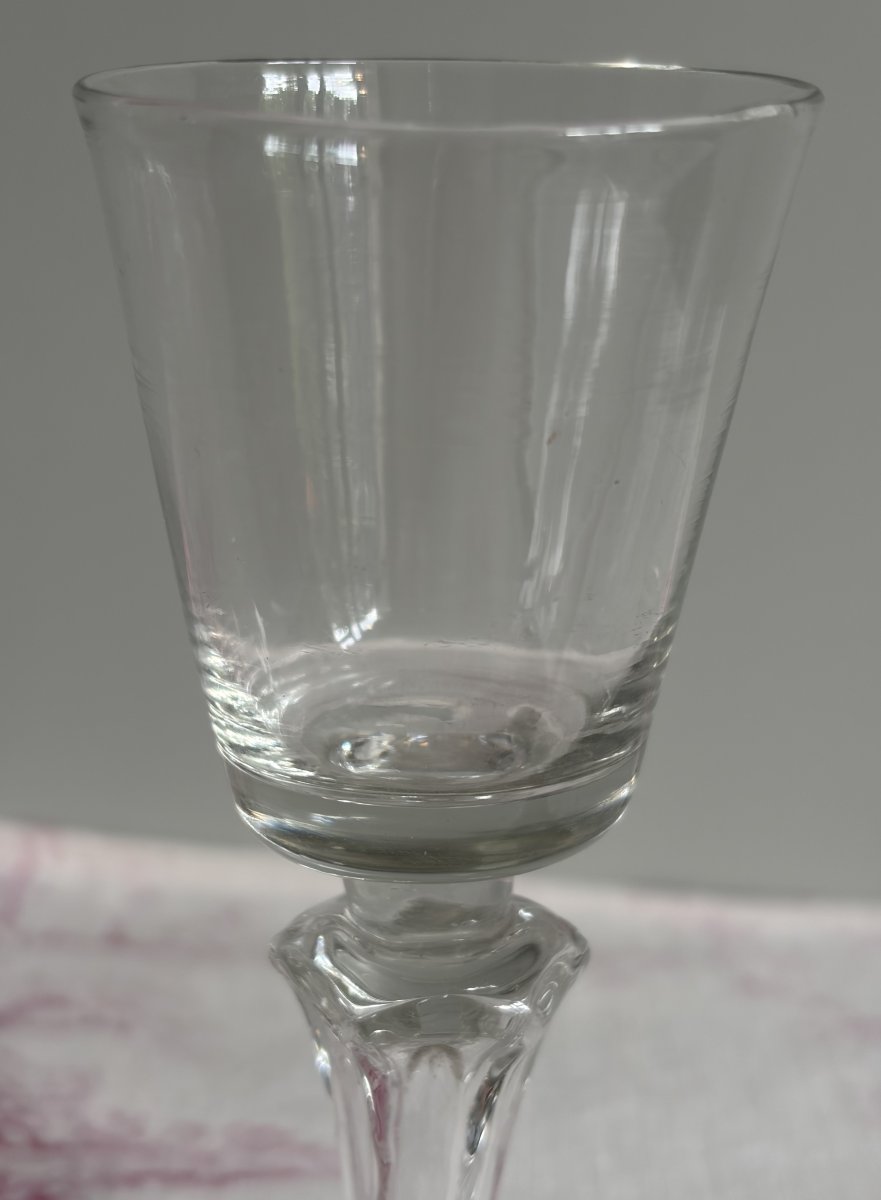 Blown Tasting Glass With Truncated Cone Bowl And Silesian Leg - 18th Century-photo-4
