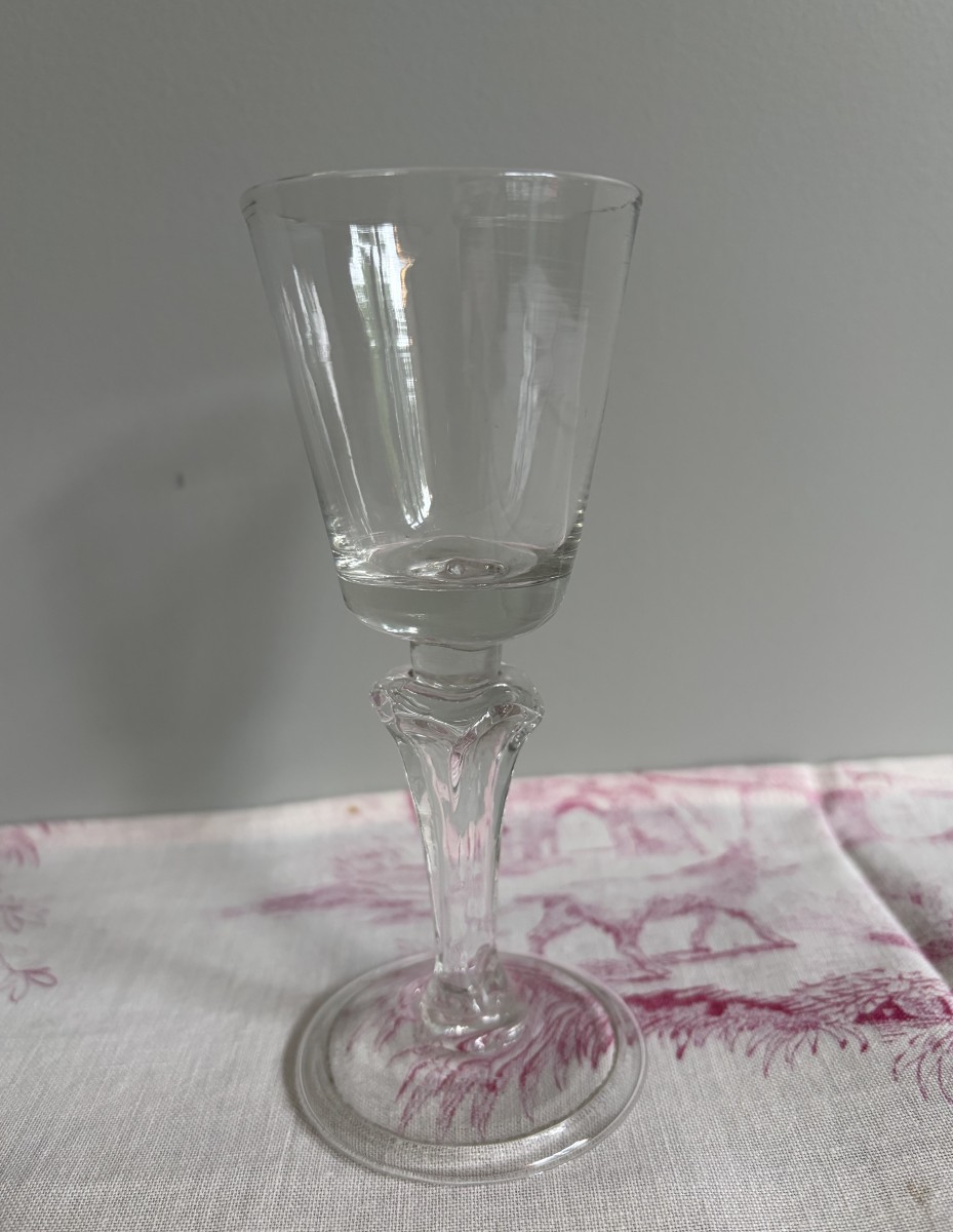 Blown Tasting Glass With Truncated Cone Bowl And Silesian Leg - 18th Century