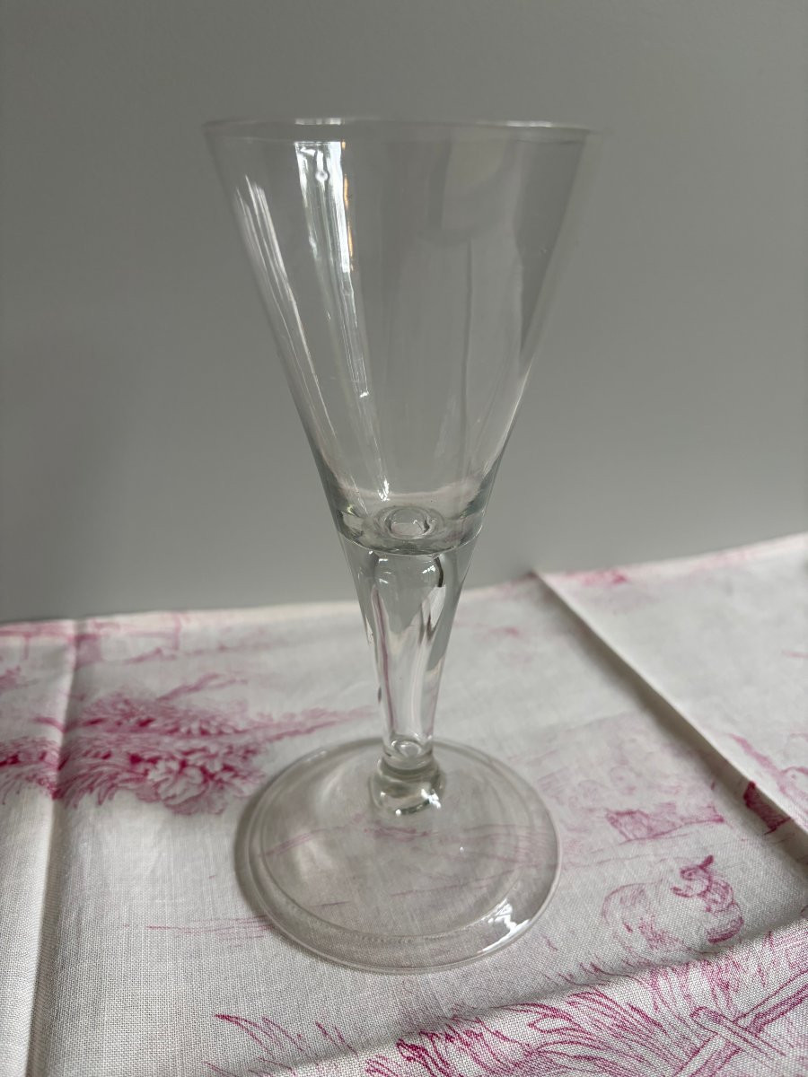 Large  Wine Glass With Conical Bowl - 18th Century -photo-2