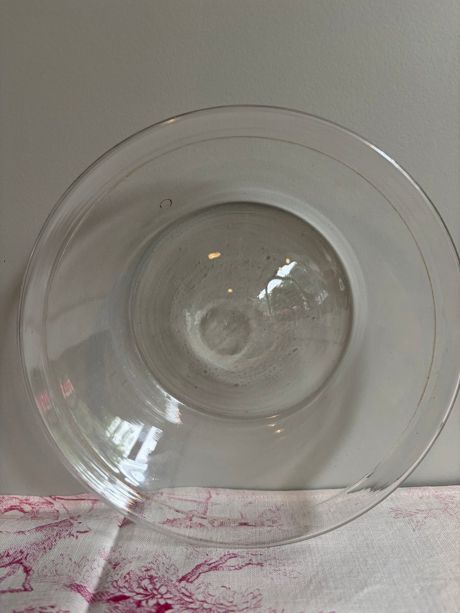 Suite de six assiettes ou coupes à fraises en verre soufflé incolore - XVIIIe siècle 18e-photo-7