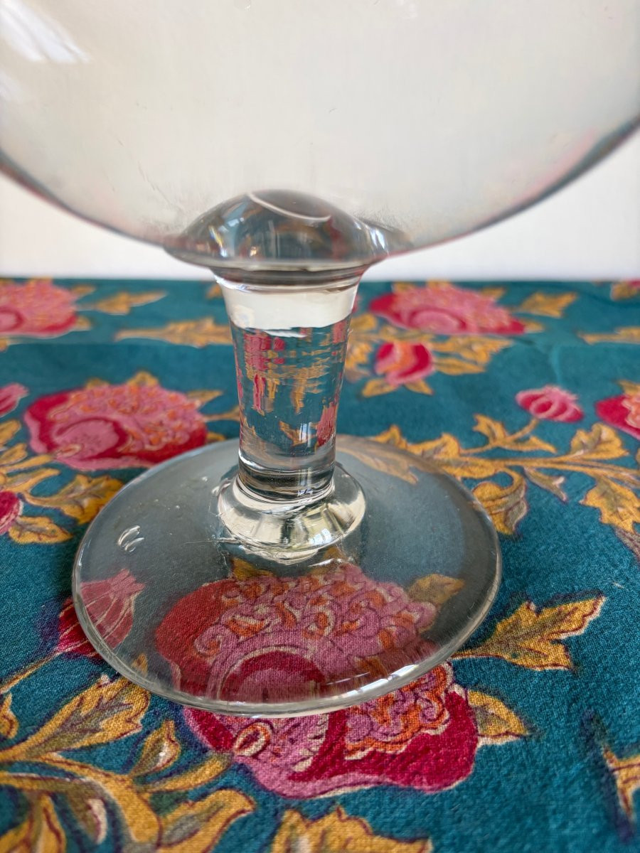 [Médecine] Bocal à sangsues sur piédouche en verre soufflé - XIXe siècle 19e-photo-2