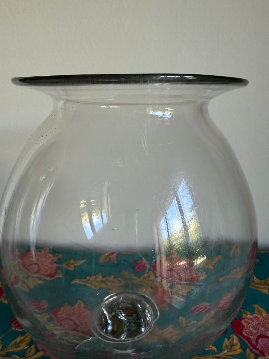 [Médecine] Bocal à sangsues sur piédouche en verre soufflé - XIXe siècle 19e-photo-3