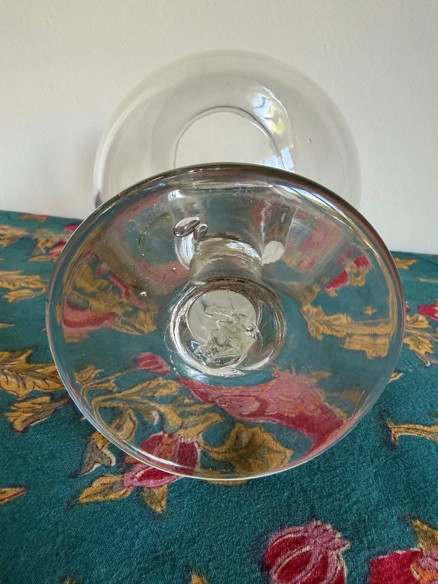 [Médecine] Bocal à sangsues sur piédouche en verre soufflé - XIXe siècle 19e-photo-1