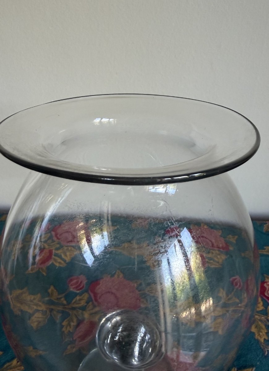 [Médecine] Bocal à sangsues sur piédouche en verre soufflé - XIXe siècle 19e-photo-3