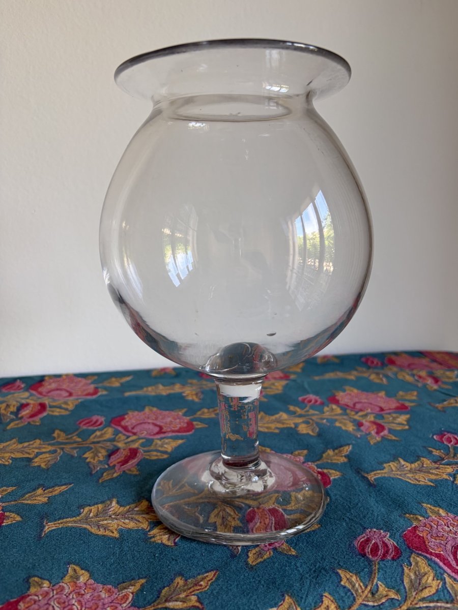 [Médecine] Bocal à sangsues sur piédouche en verre soufflé - XIXe siècle 19e-photo-4