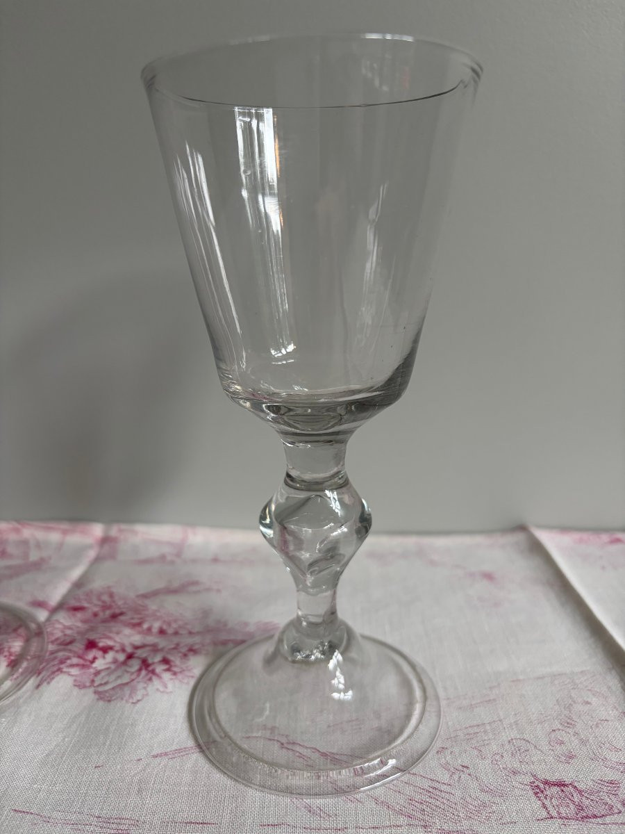 Suite de trois grands verres dit "bourguignons" en verre soufflé - XVIIIe siècle 18e-photo-2
