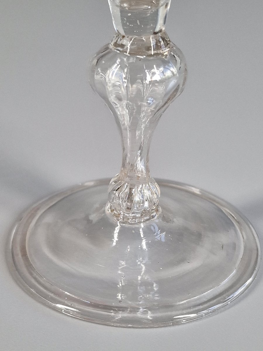Italy, Small Blown Stemmed Glass With Baluster Leg - 18th Century -photo-2