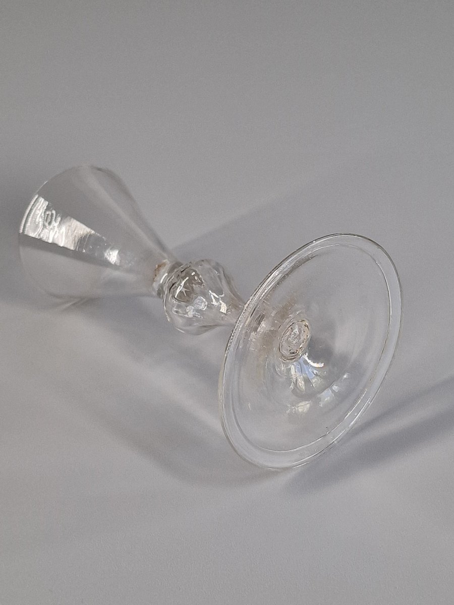 Italy, Small Blown Stemmed Glass With Baluster Leg - 18th Century -photo-3