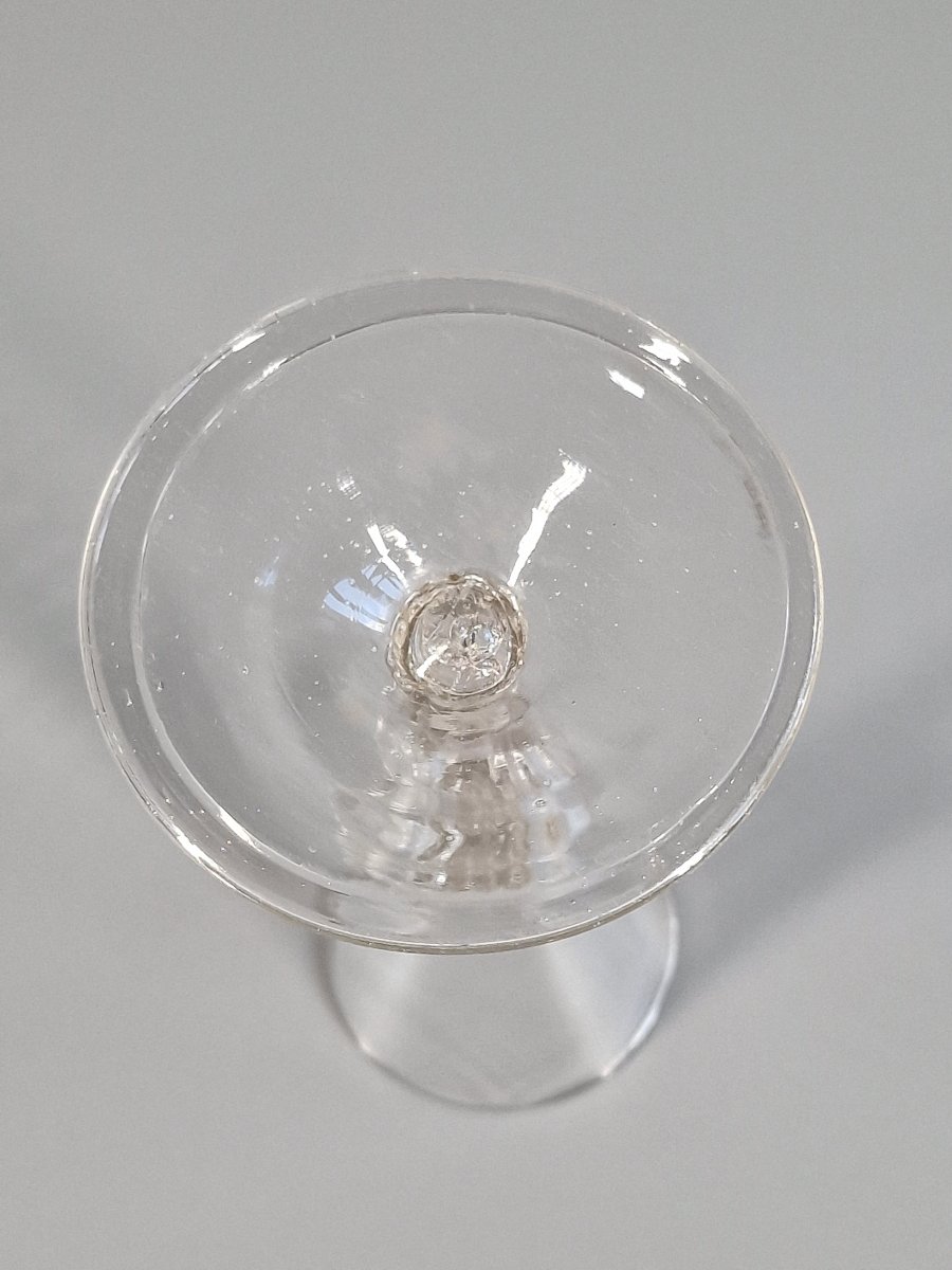 Italy, Small Blown Stemmed Glass With Baluster Leg - 18th Century -photo-5