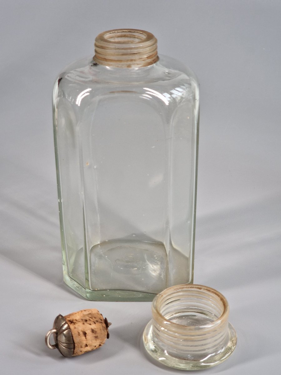 Six Octagonal Blown Glass Spirit Bottles, Rosewood Case - 18th Century -photo-3