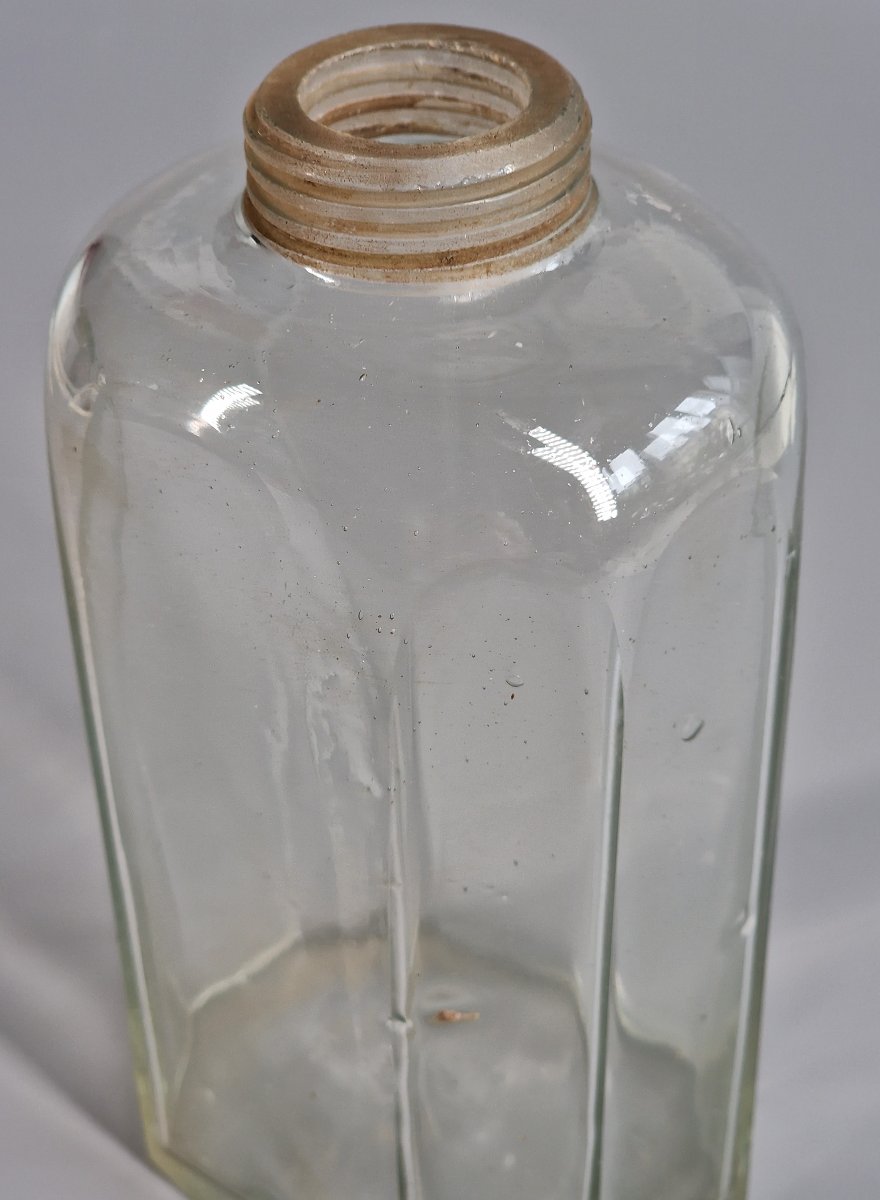 Six Octagonal Blown Glass Spirit Bottles, Rosewood Case - 18th Century -photo-5