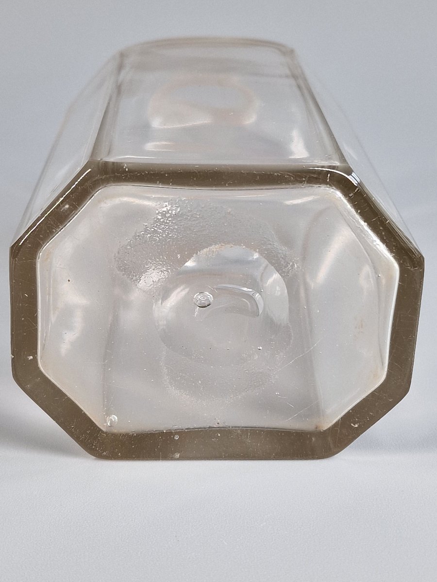 Six Octagonal Blown Glass Spirit Bottles, Rosewood Case - 18th Century -photo-6