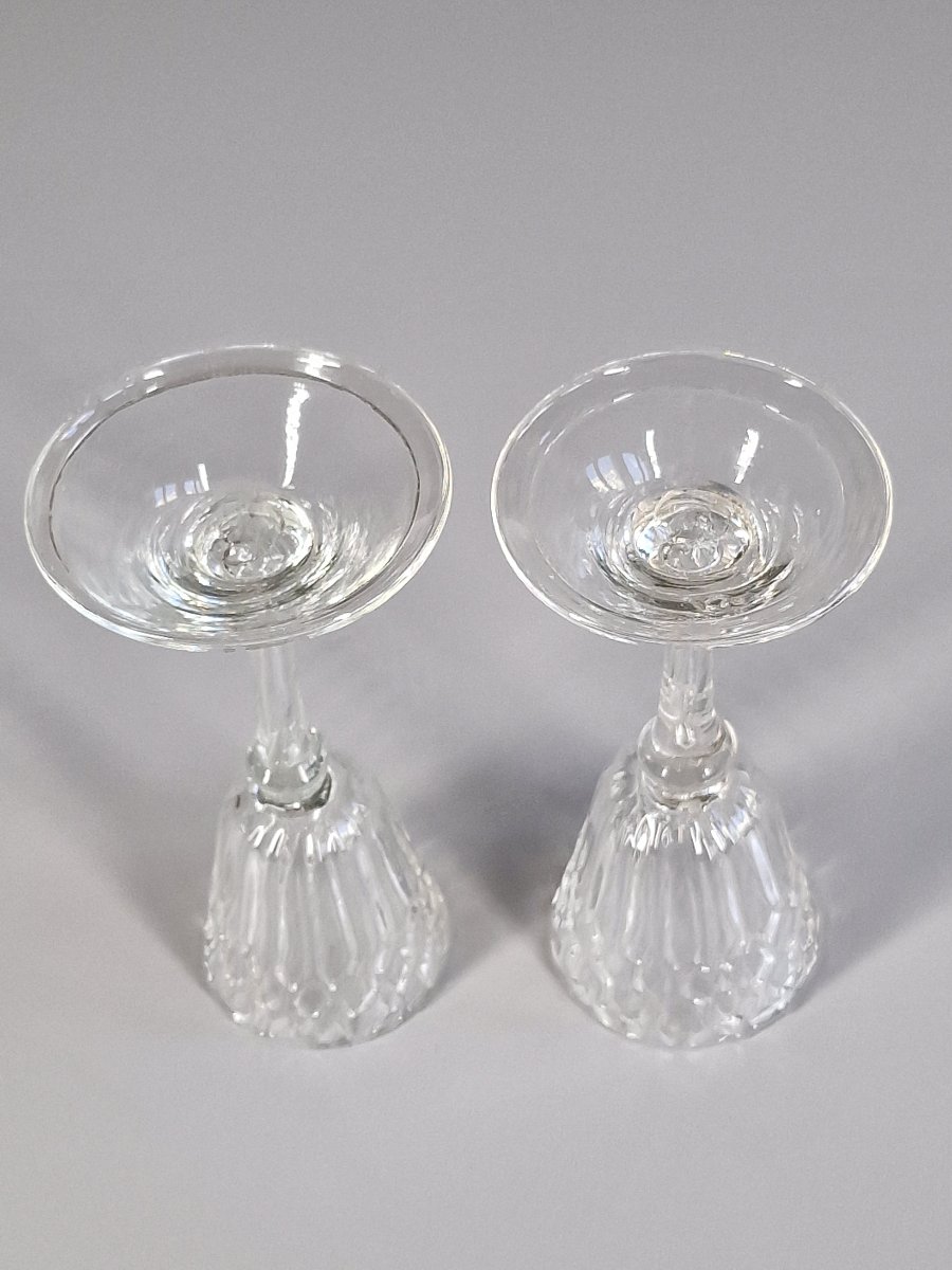 Liege, Pair Of Alveolus And Fluted Glasses, Two-button Leg - 18th Century -photo-4