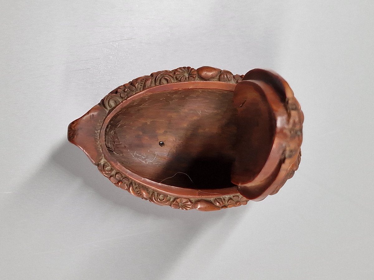 Tabatière en corozo ornée d'un putto sur une corne d'abondance, tête zoomorphe - XIXe siècle-photo-6