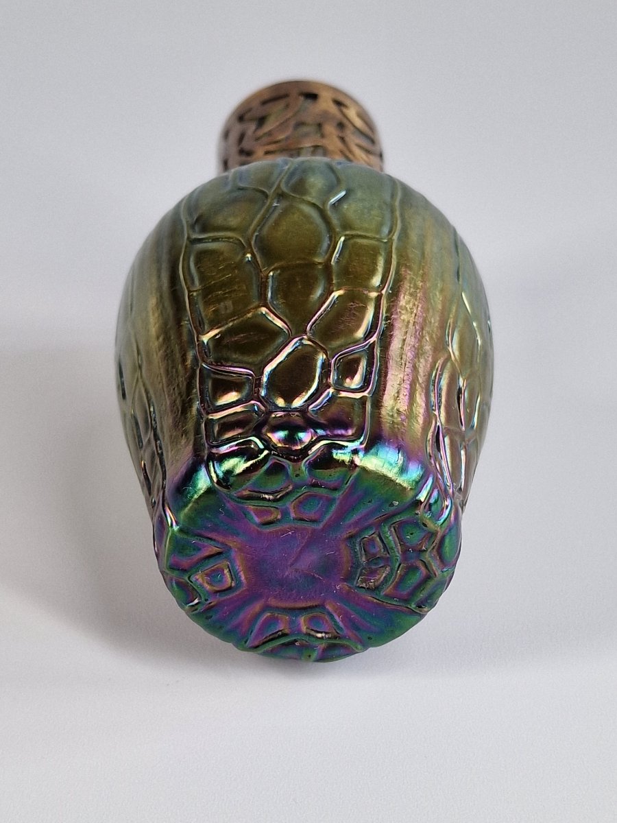 Vase Art Nouveau Jugendstil en verre soufflé irisé – Bohême Autriche, vers 1900-photo-2