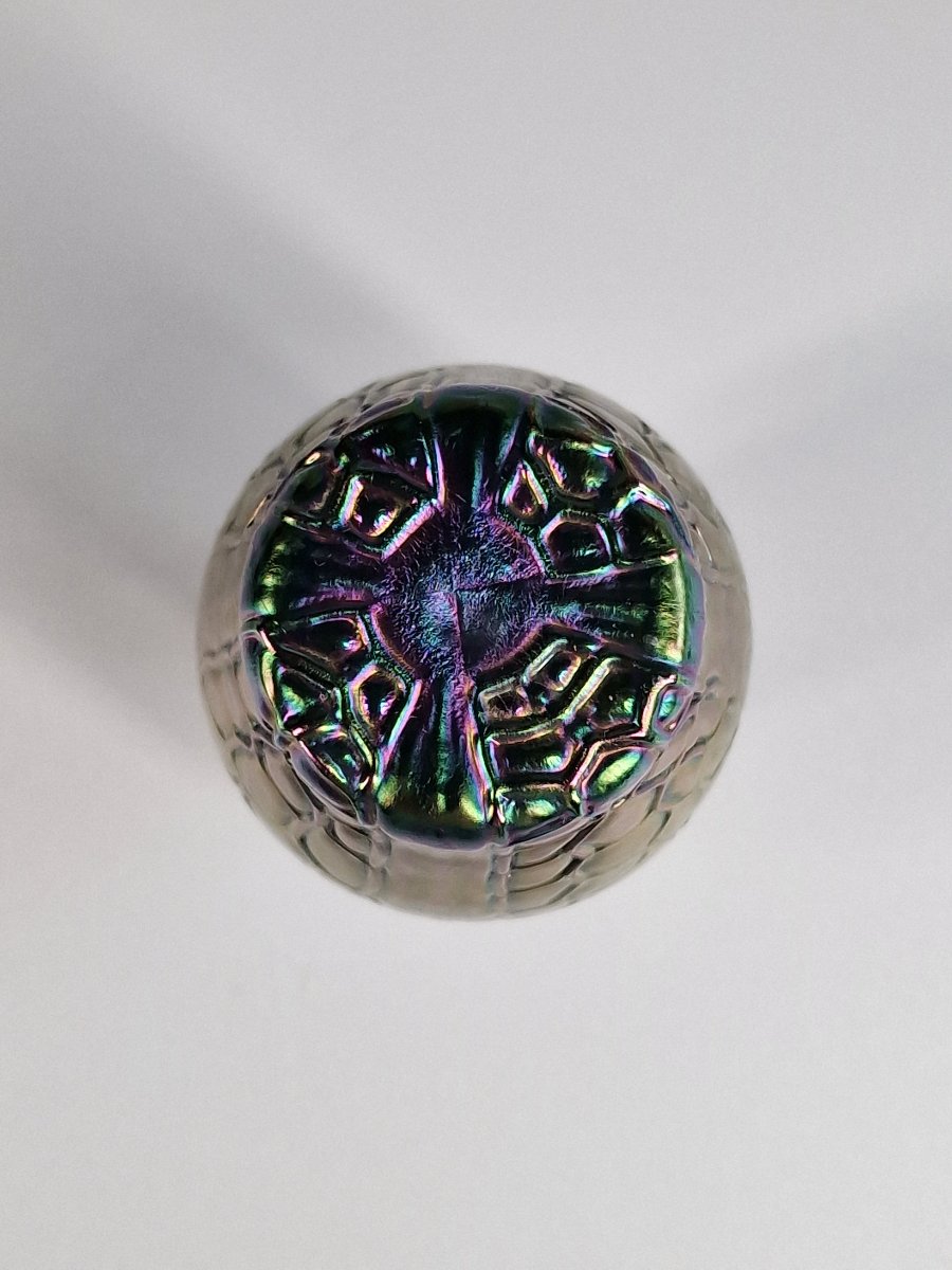 Vase Art Nouveau Jugendstil en verre soufflé irisé – Bohême Autriche, vers 1900-photo-4