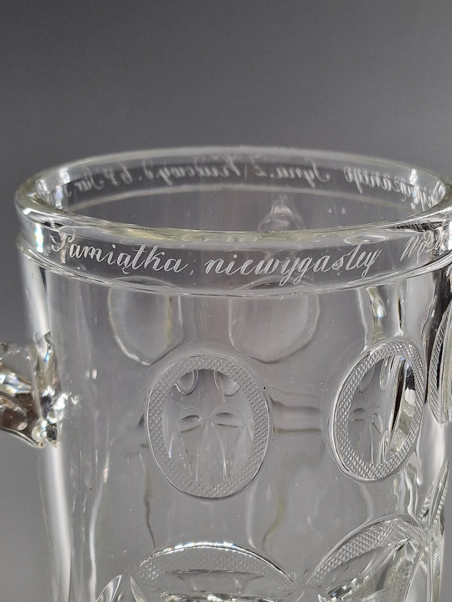 Molded, Cut Crystal Mug Engraved With A Commemorative Dedication – Poland, 19th Century-photo-4