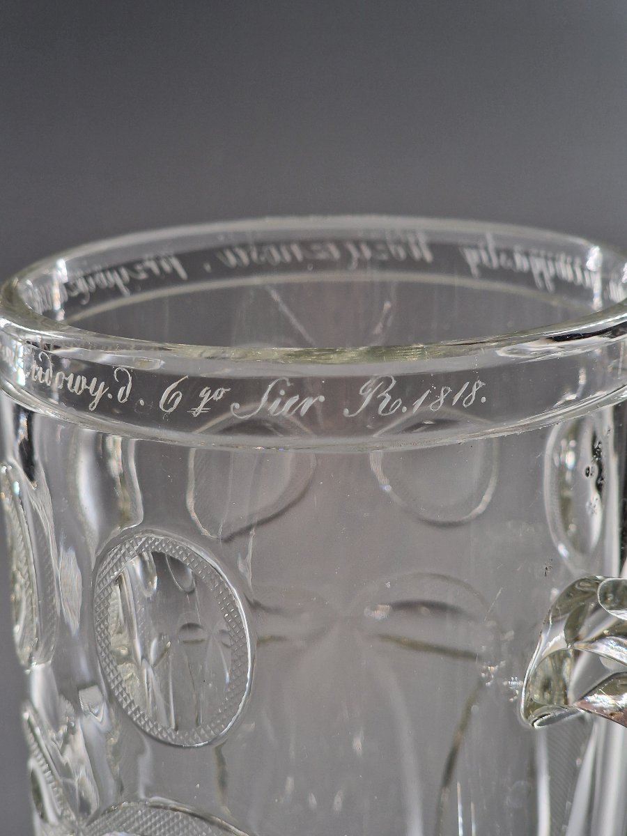 Molded, Cut Crystal Mug Engraved With A Commemorative Dedication – Poland, 19th Century-photo-3