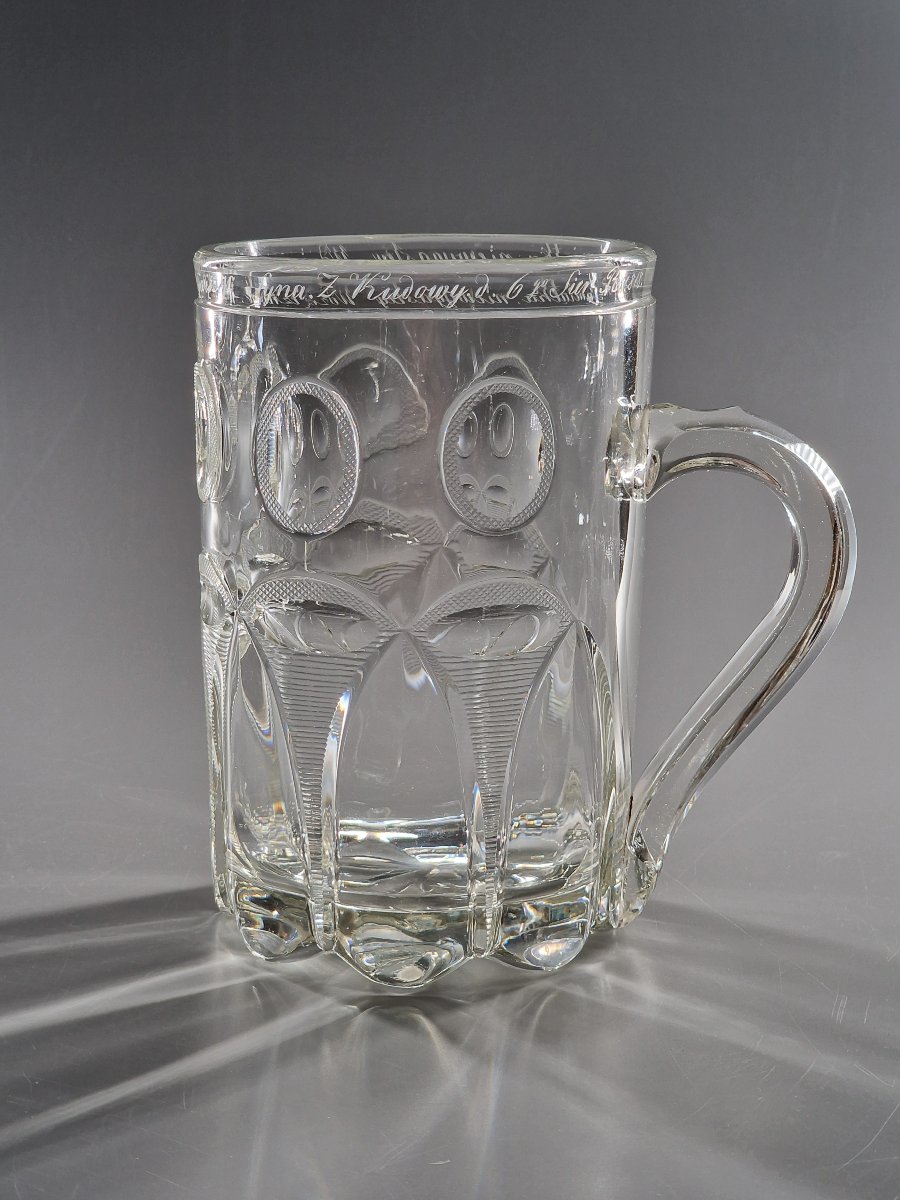 Molded, Cut Crystal Mug Engraved With A Commemorative Dedication – Poland, 19th Century