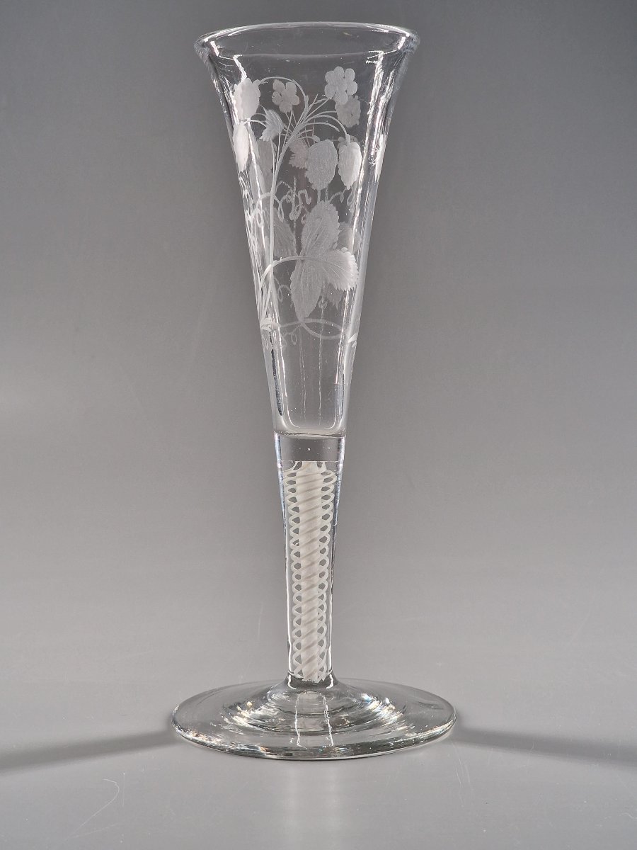 Flûte à twist blanc et coupe gravée – Pays-Bas ou Angleterre, fin du XVIIIe siècle 18e-photo-2
