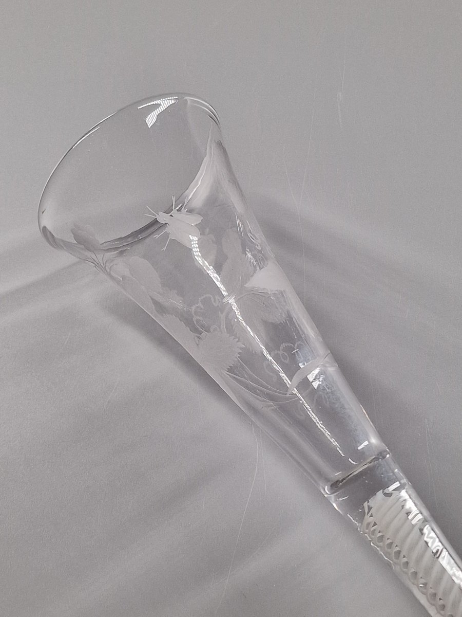 Flûte à twist blanc et coupe gravée – Pays-Bas ou Angleterre, fin du XVIIIe siècle 18e-photo-5