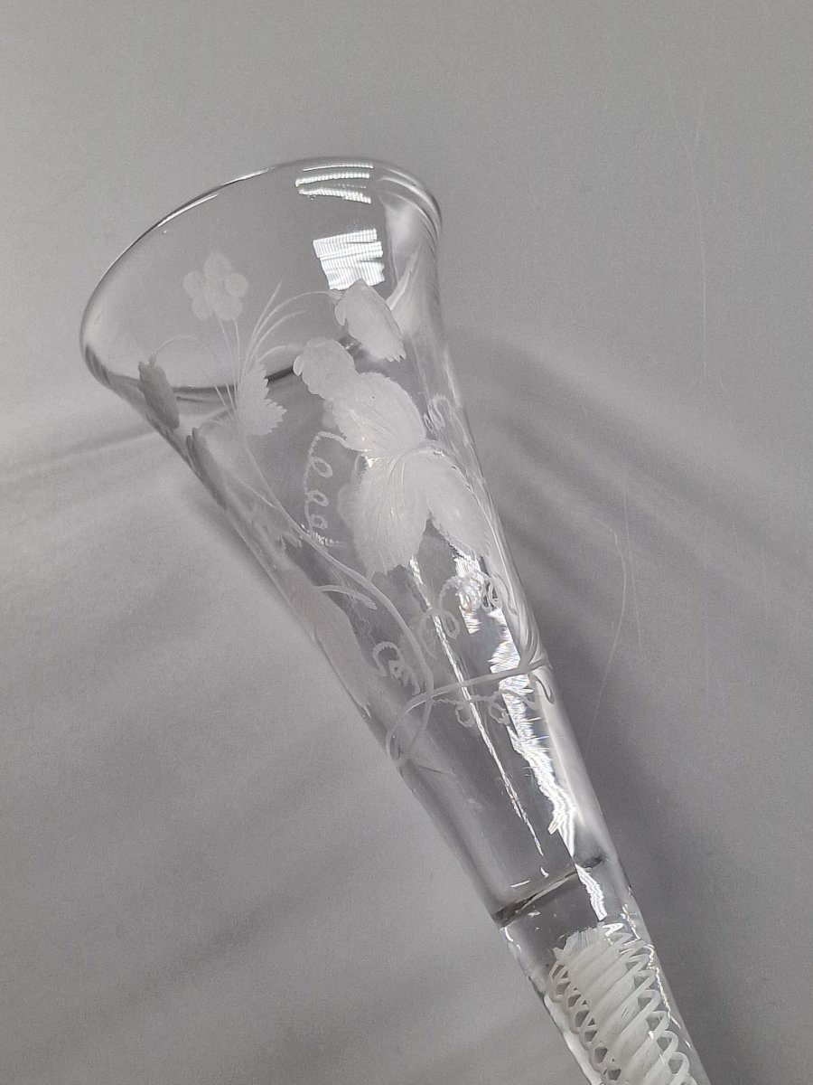 Flûte à twist blanc et coupe gravée – Pays-Bas ou Angleterre, fin du XVIIIe siècle 18e-photo-6
