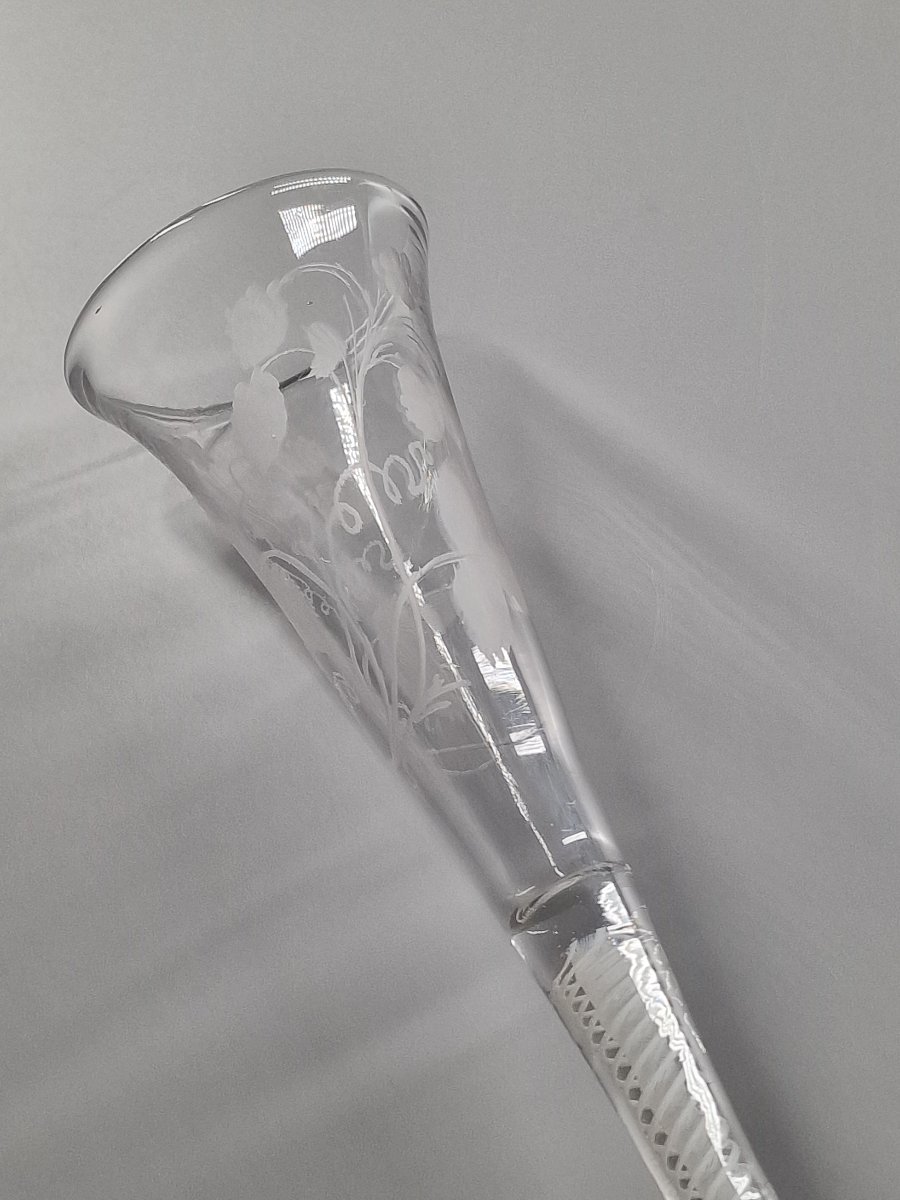 Flûte à twist blanc et coupe gravée – Pays-Bas ou Angleterre, fin du XVIIIe siècle 18e-photo-7