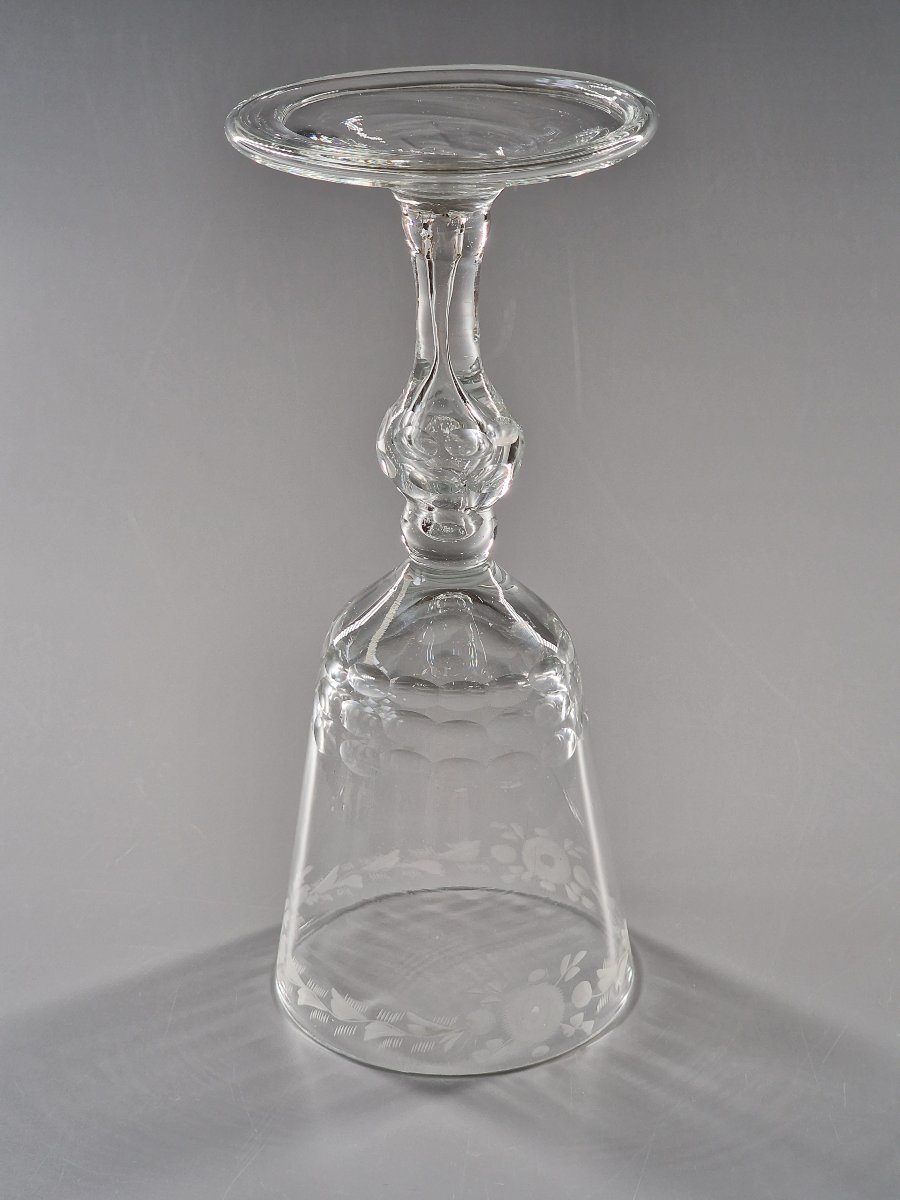Verre à vin de grand format en verre soufflé taillé et gravé – XVIIIe siècle 18e-photo-6