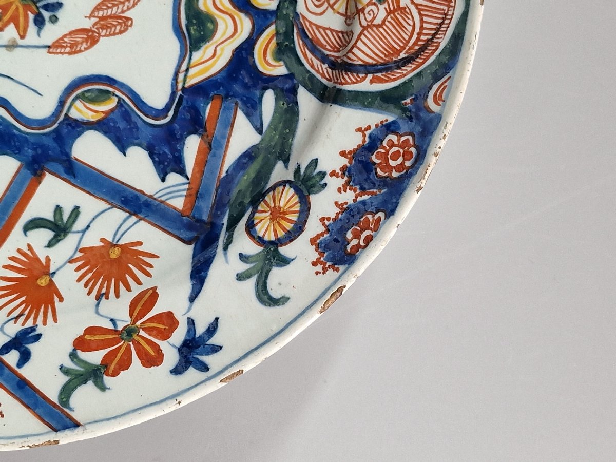 Delft, assiette à décor polychrome au tonnerre – XVIIIe siècle-photo-4