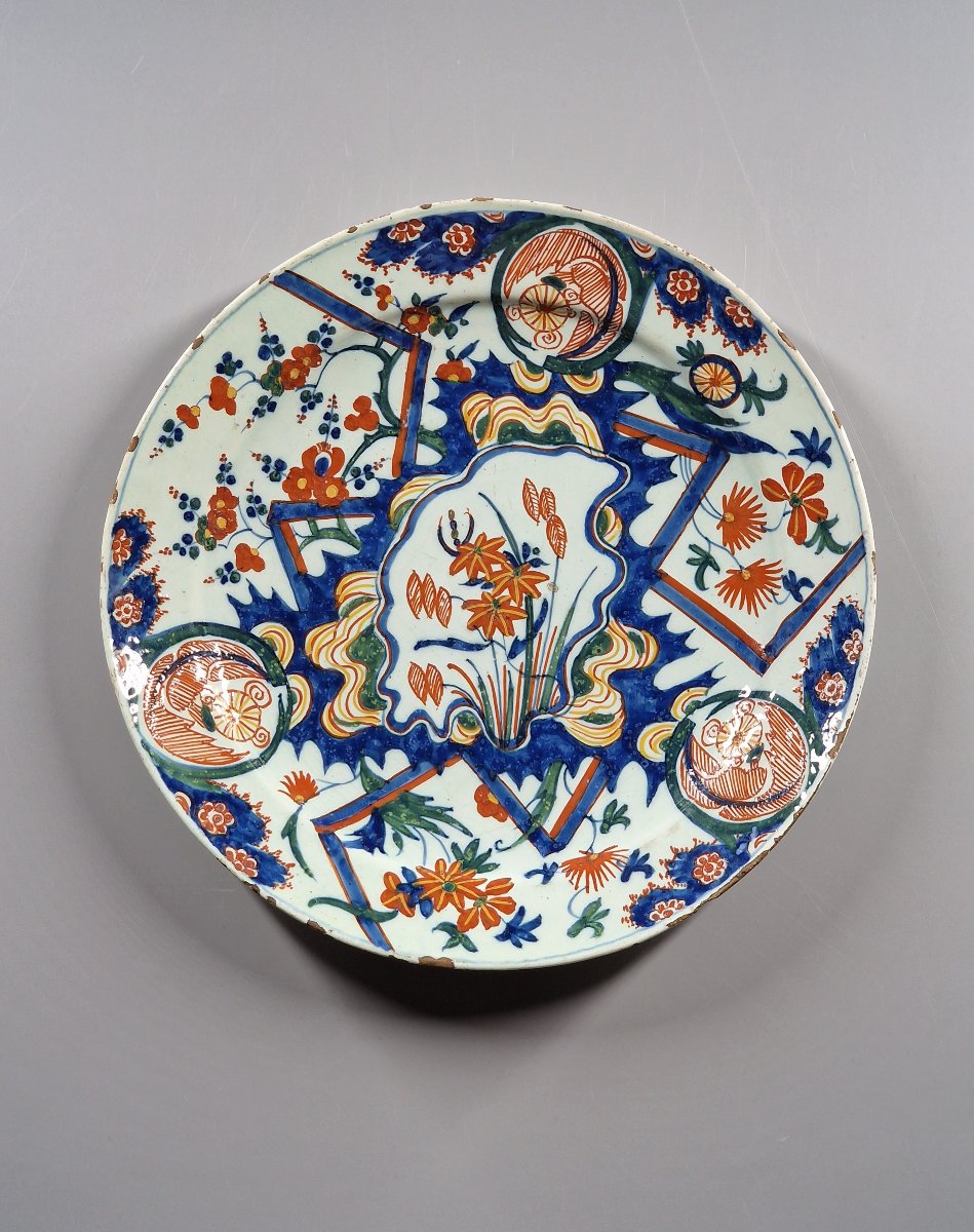 Delft, assiette à décor polychrome au tonnerre – XVIIIe siècle-photo-8