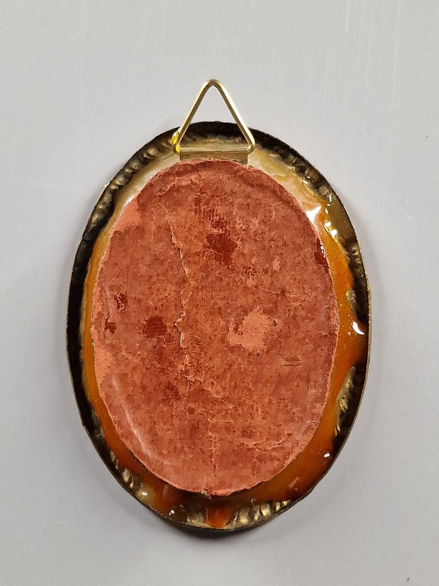 Eglomisé Glass Miniature, Silhouette Outline On A Gold Background – Charles X Period-photo-3