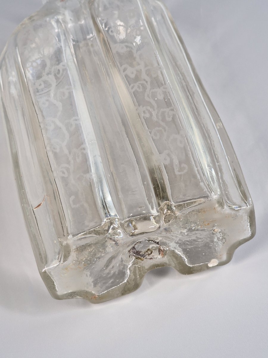 Rectangular Bottle With Wide Flutes, Made Of Engraved Blown Glass—late 18th Century-photo-5