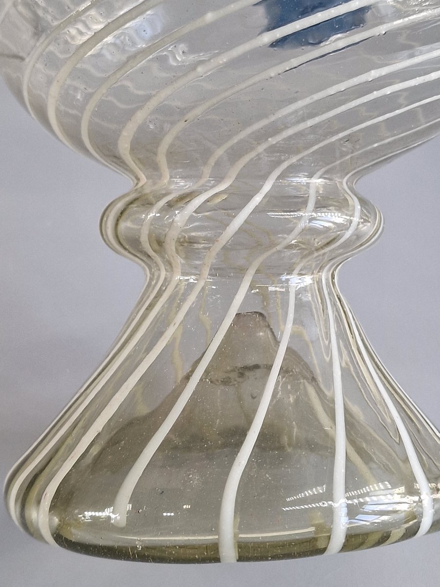Hand-blown Glass Cantir With White Filigree And Blue Inlays – Catalonia, Late 17th Century-photo-6