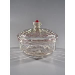 Confiturier en verre à décor de godrons - Orléans, suiveur de Bernard Perrot, XVIIIe siècle