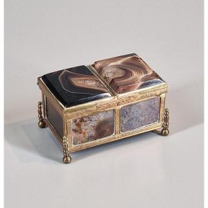 Coffret miniature en agate et pierre dure - XIXe siècle