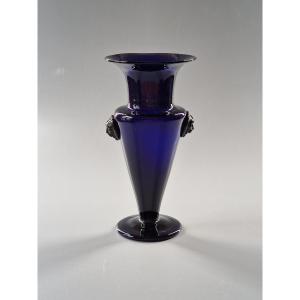 Fleurier From Bordeaux In Cobalt Blue Glass With Lion's Head Mascarons - Late 18th Century