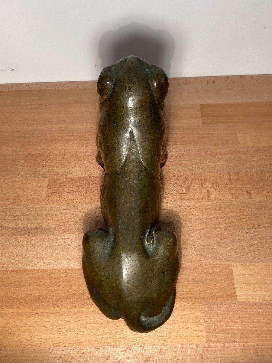 Sculpture En Bronze Lion Allongé-photo-1