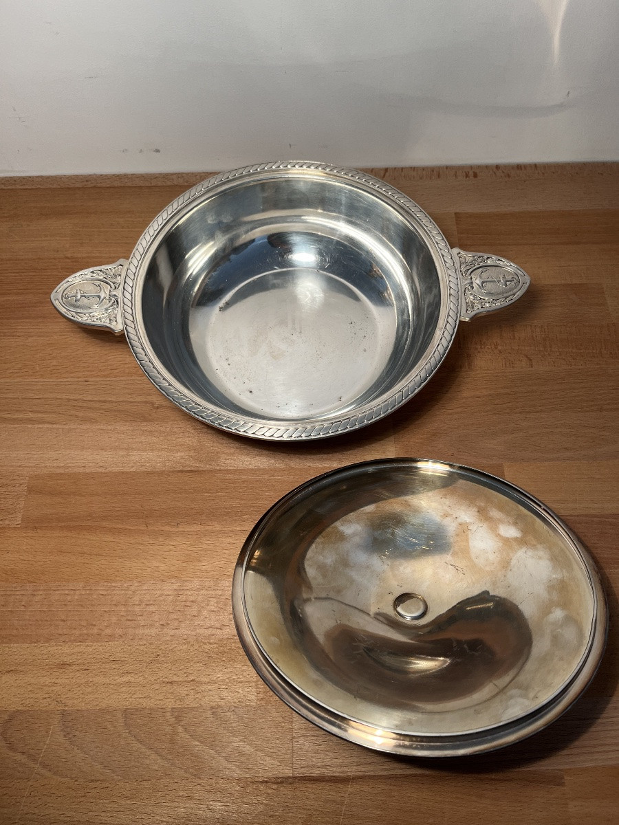 Christofle Soup Tureen For The French Navy In Silver Plated Metal -photo-4