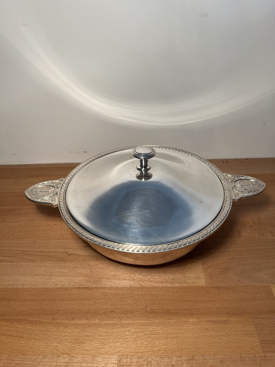 Christofle Soup Tureen For The French Navy In Silver Plated Metal 