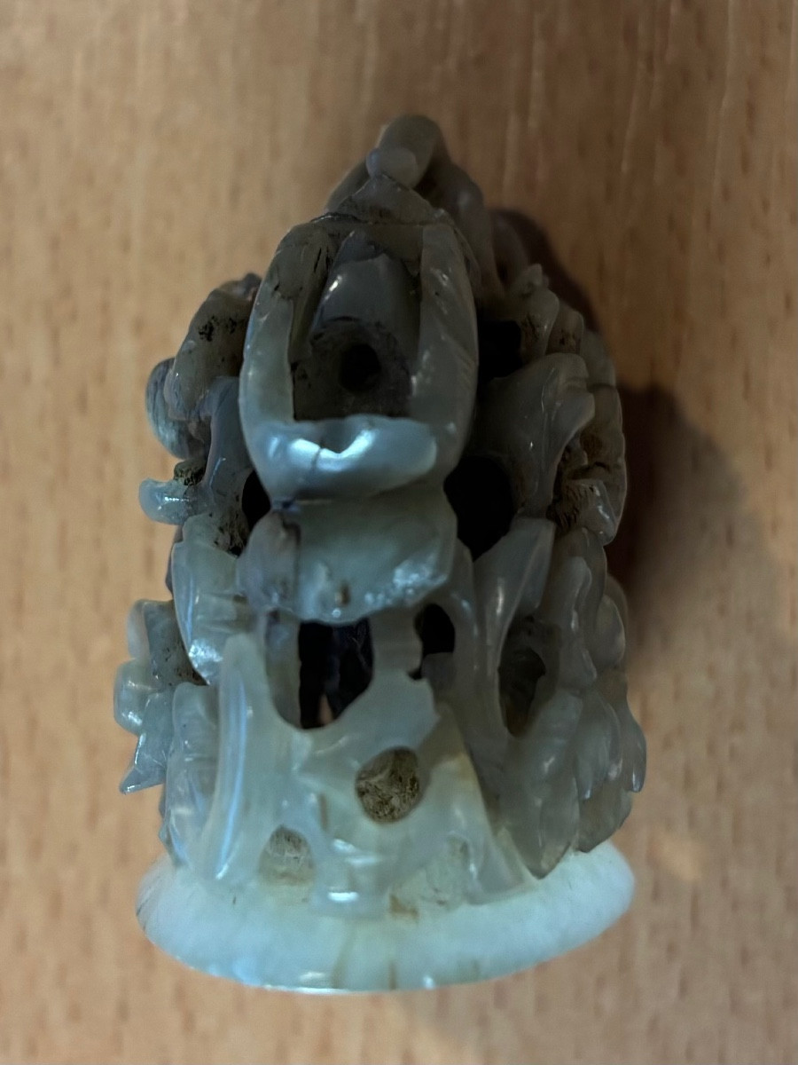 Bouton d’encensoir chinois en jade vert  -photo-2