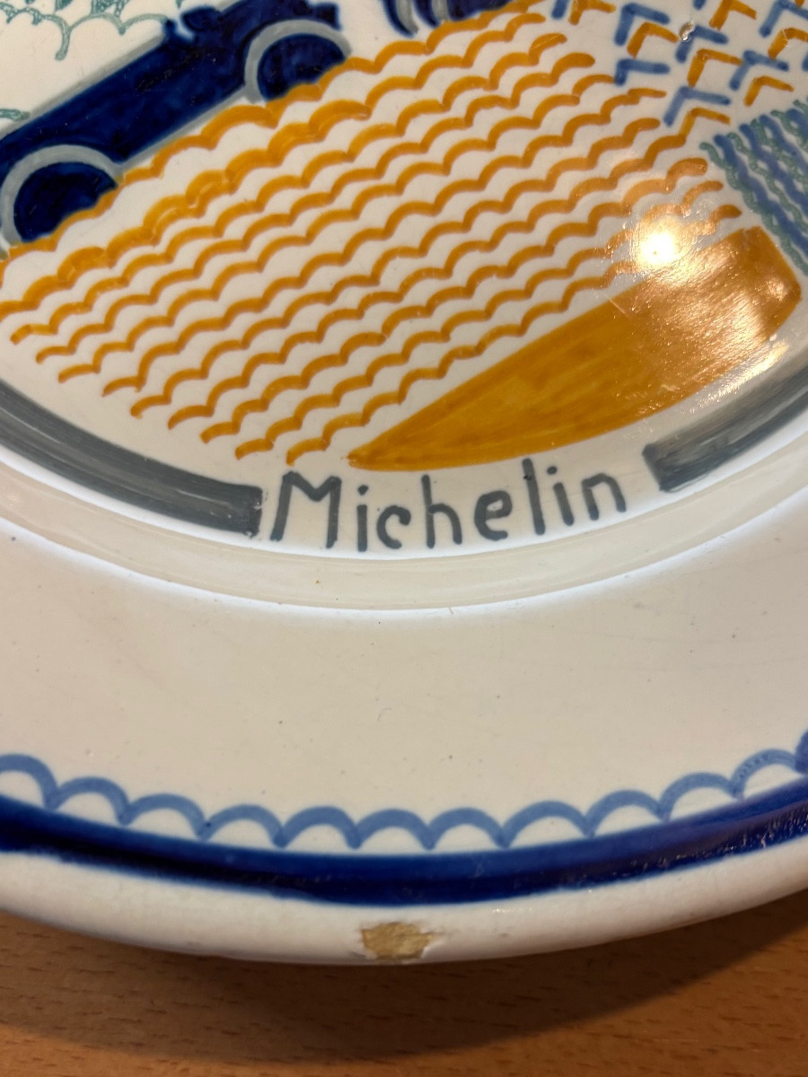 Assiette en faïence publicitaire Michelin par Henriot  Quimper -photo-2
