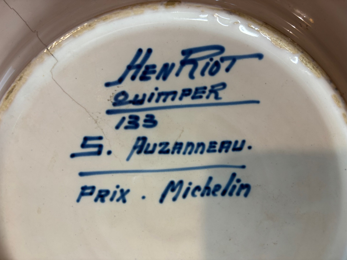 Assiette en faïence publicitaire Michelin par Henriot  Quimper -photo-3