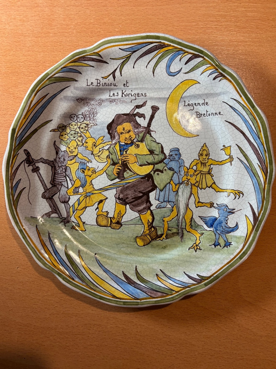Porquier-Beau , assiette Légende Bretonne 