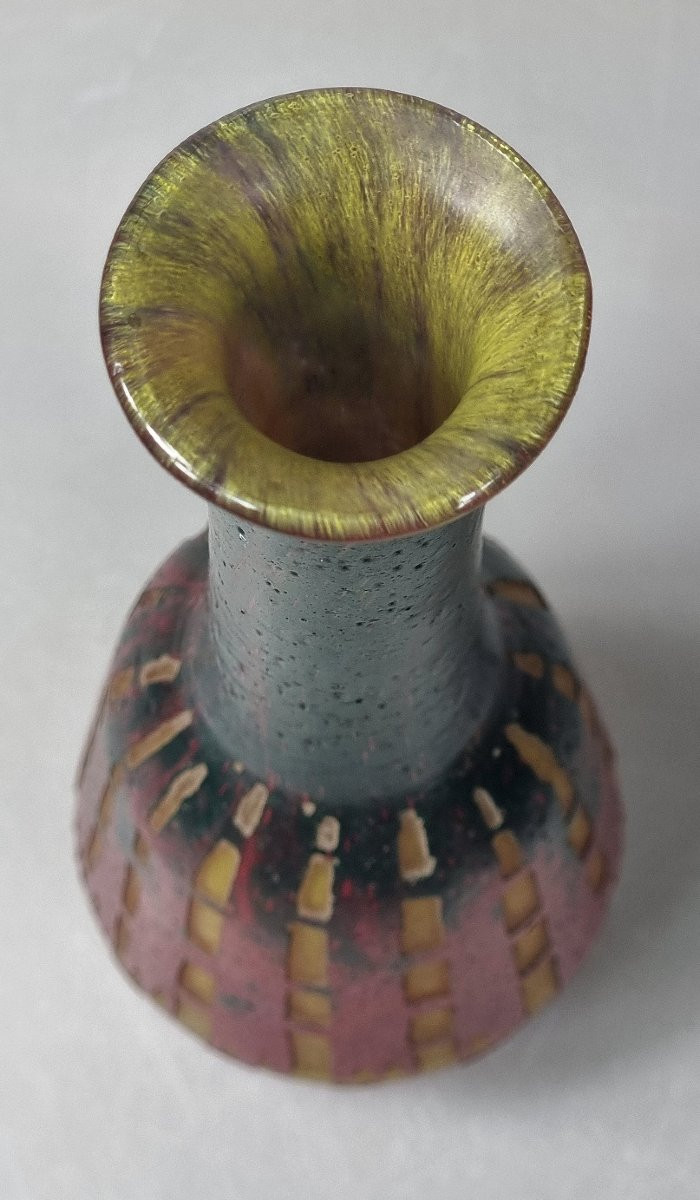 Vase Art Déco Français En Verre Camée, Décor « Chicorées », Réalisé Par La Maison Charles Schne-photo-1