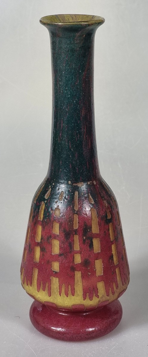 Vase Art Déco Français En Verre Camée, Décor « Chicorées », Réalisé Par La Maison Charles Schne